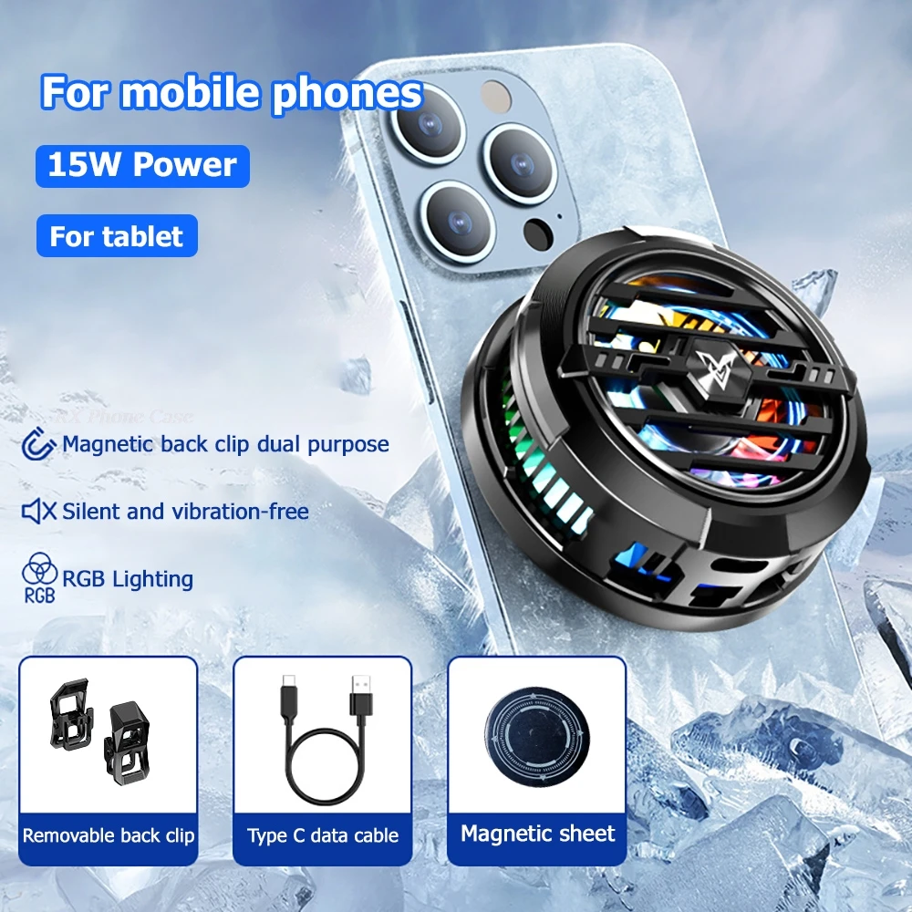 2-in-1 Magnetic Mobile Radiator Cooling Fan for iPhone IPAD Samsung Huawei Mobile Phone Tablet Computer General Game Cooling