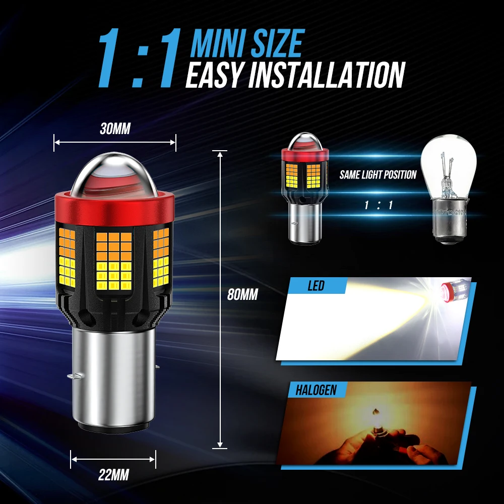1PC H6 BA20D Motorcycle Front LED Spotlight H4 P15D Moto Lens Headlight White Yellow Lamp Bulb Motobike Scooter Fog Light 12V - Image 5