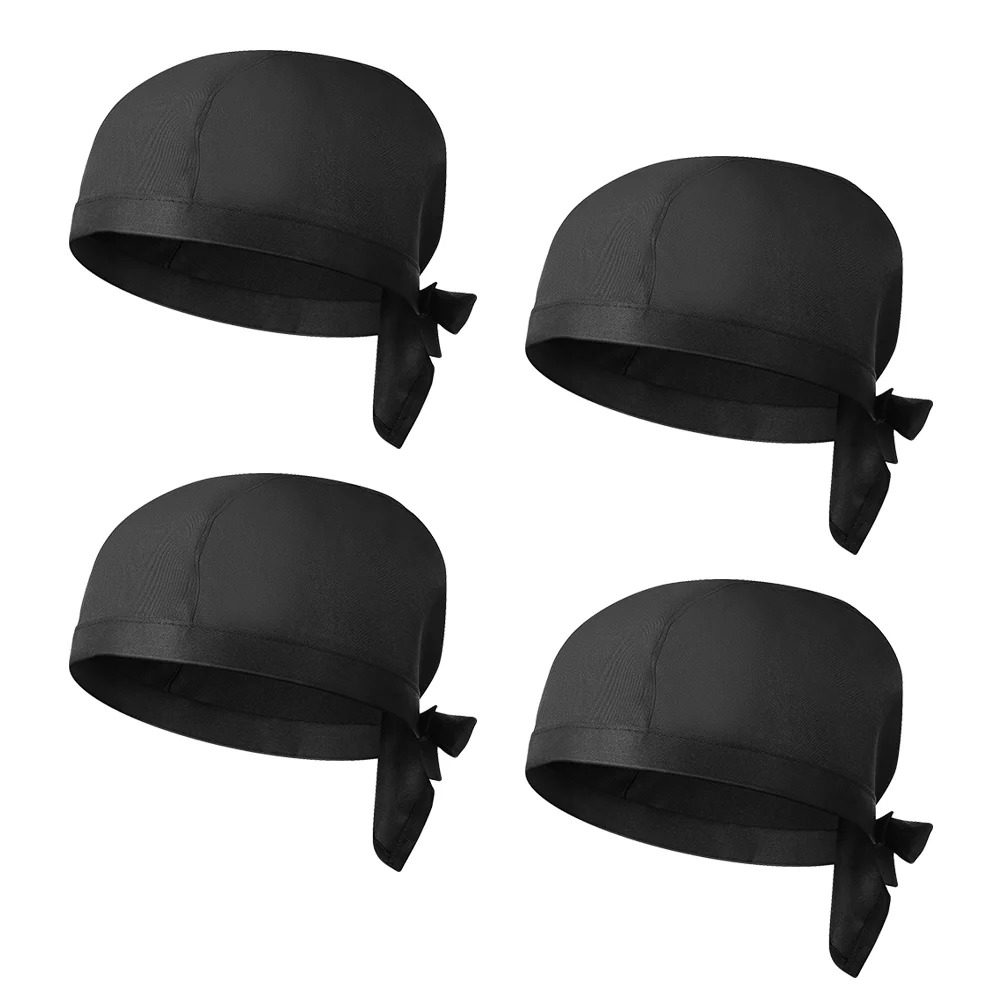 

4 Pcs Gorros Chef Hat Sun Hats for Men Restaurant Catering Black Uniform Caps Women's