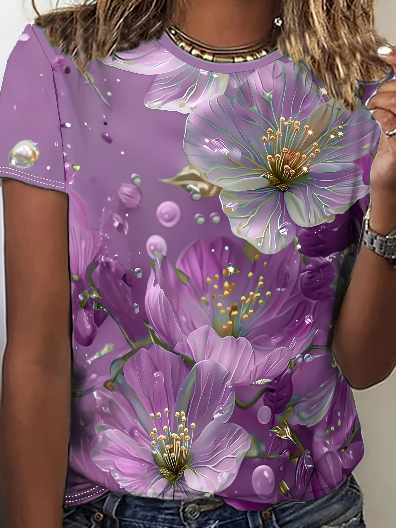 2026 Trendiges und Cooles Blumenmuster 3D-Bedrucktes Rundhals-T-Shirt, Lässiges Kurzarm-T-Shirt für Frühling und Sommer