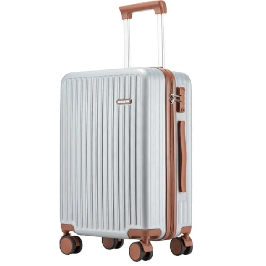 

Hardside Carry-on Suitcase with Spinner Wheels for Air Travel Lightweight Hard Shell Small Luggage with TSA Lock in Silver