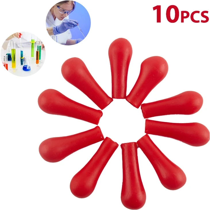 10개 드로퍼 레드 고무 벌브 헤드 드로핑 병 삽입 피펫 실험실 용품