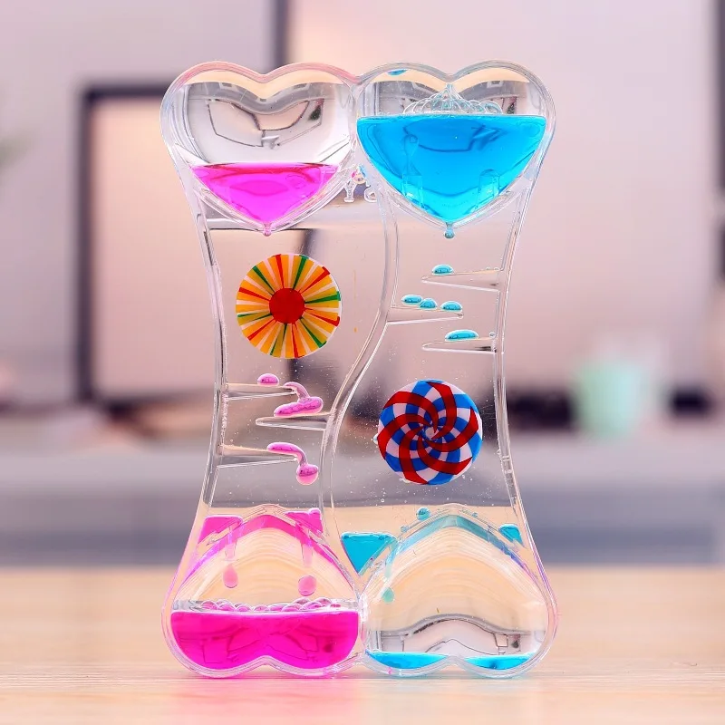 Wheel Windmill Liquid Sports Hourglass Sand Timer Stress Relief Children's Toys Supplies Living Room Decoration Accessories Gift