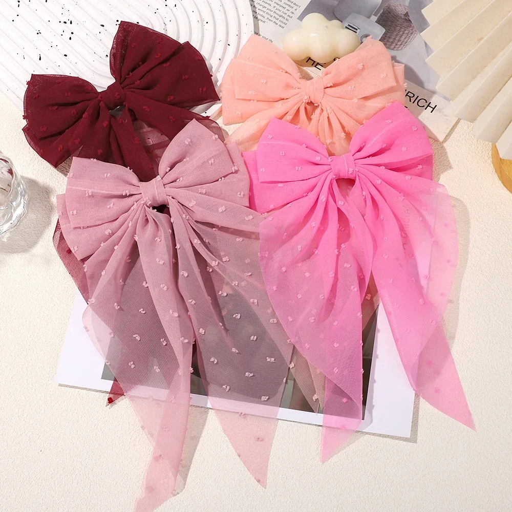 

8Colors Elegant Bow Ribbon Hair Clip Women Solid Satin Spring Clip Ponytail Bow Fashion Simple Hairpin Girls Hair Accessories
