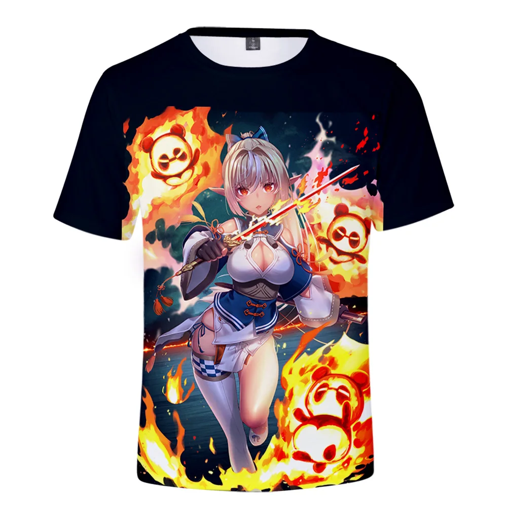 HOLOLIVE VTuber Shiranui Flare T-shirt Anime Crewneck Short Sleeve Summer Tee Men Women's Tshirt Harajuku Streetwear 3D Clothes