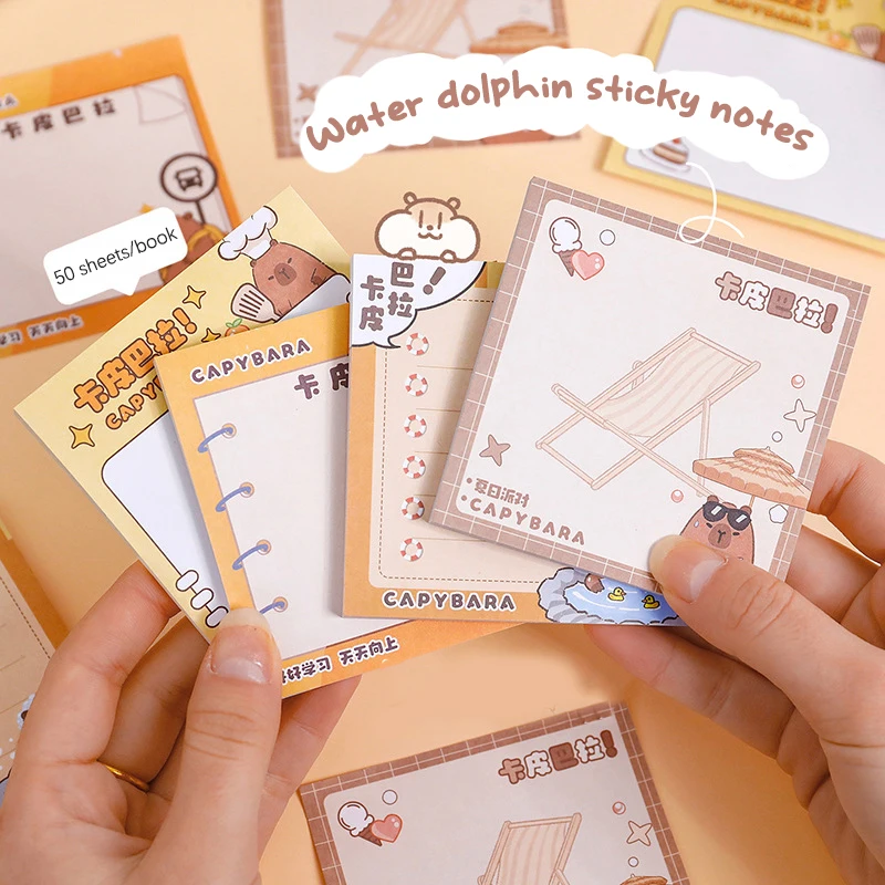 دفتر ملاحظات لاصق كابيبارا ، حيوانات كرتونية إبداعية لطيفة ، كتاب رسائل ، أدوات مكتبية للطلاب ، مستلزمات مدرسية ، هدايا ، 50 ورقة