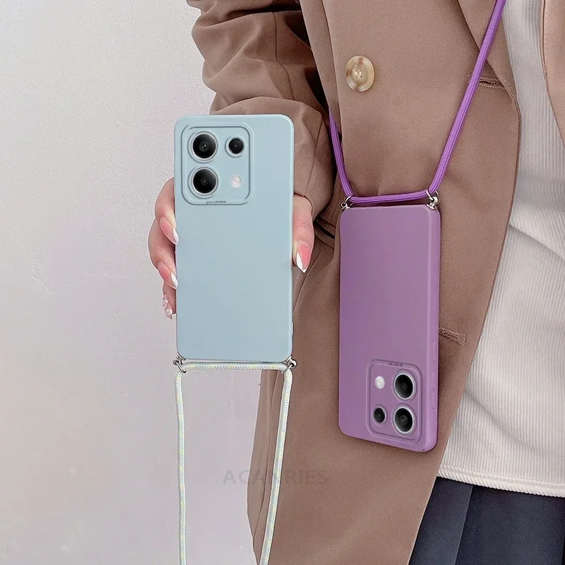 Note13 13pro Poco X6 M6 Pro funda cruzada con cordón para Xiaomi Redmi Note 13 Pro Plus 4g 5g cable funda trasera de silicona M X 6 X6pro
