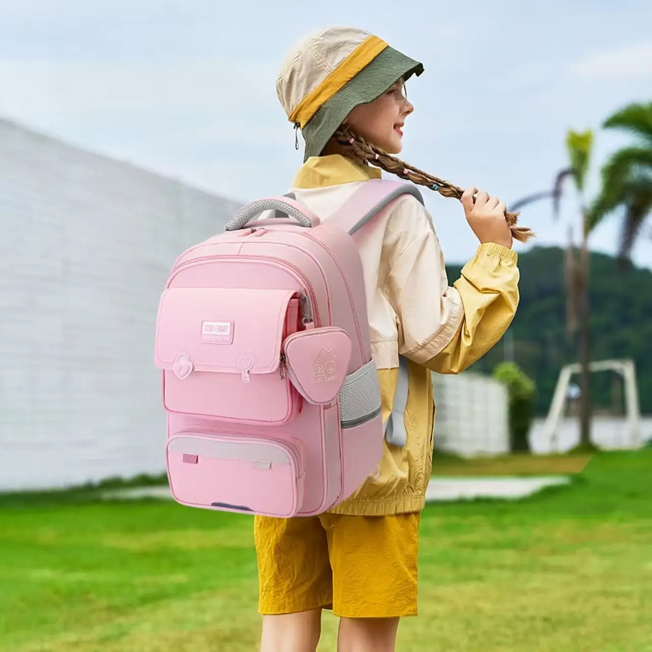 Sun Eight Orthopedic School Bag Grade 3-6 Primary Student Shoulder Backpack Large Capacity Light Water Proof Kids Gifts Mochilas