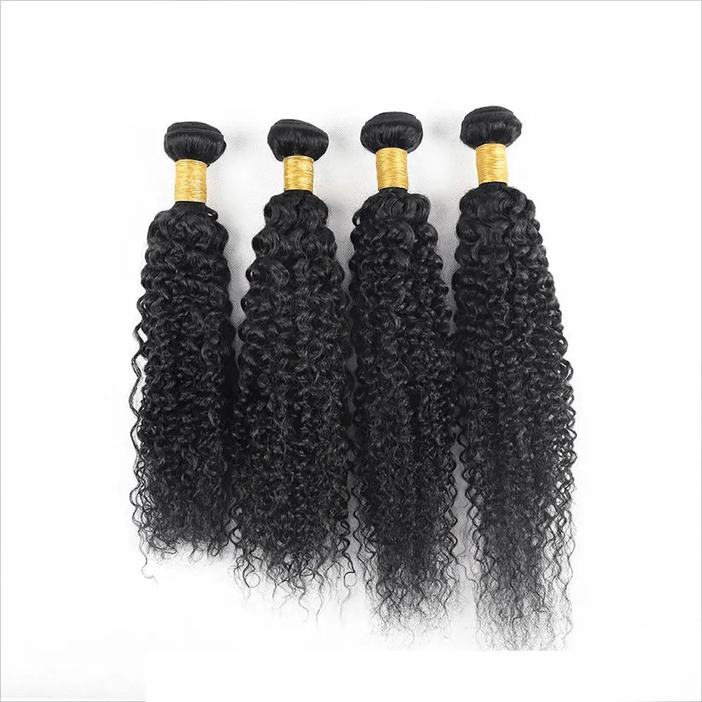 Human Hair Bundles Jerry Curly Bundles Natural Color Brazilian Combo pack Quick Weave Human Hair Extensions Natural color