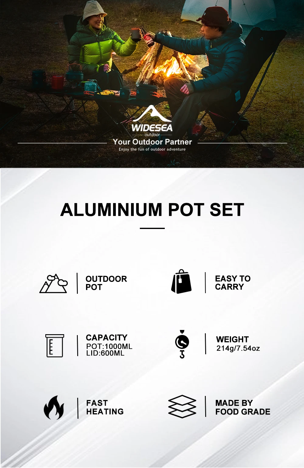 Widesea Camping Tableware Outdoor Cooking Set Camping Cookware Travel Tableware Pincin Set Hiking Cooking Utensils Cutlery