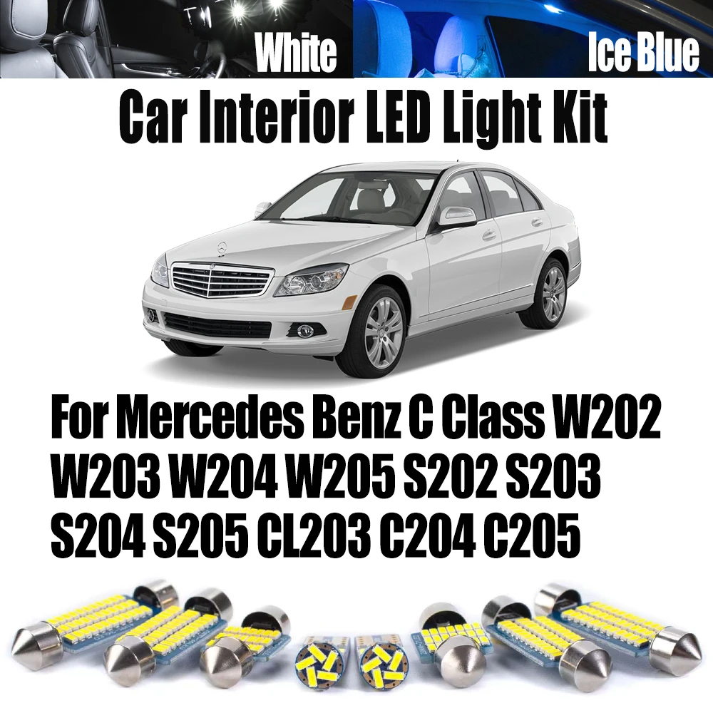 For Mercedes Benz C Class W202 W203 W204 W205 S202 S203 S204 S205 CL203 C204 C205 Canbus LED Interior Map Dome Reading Light Kit