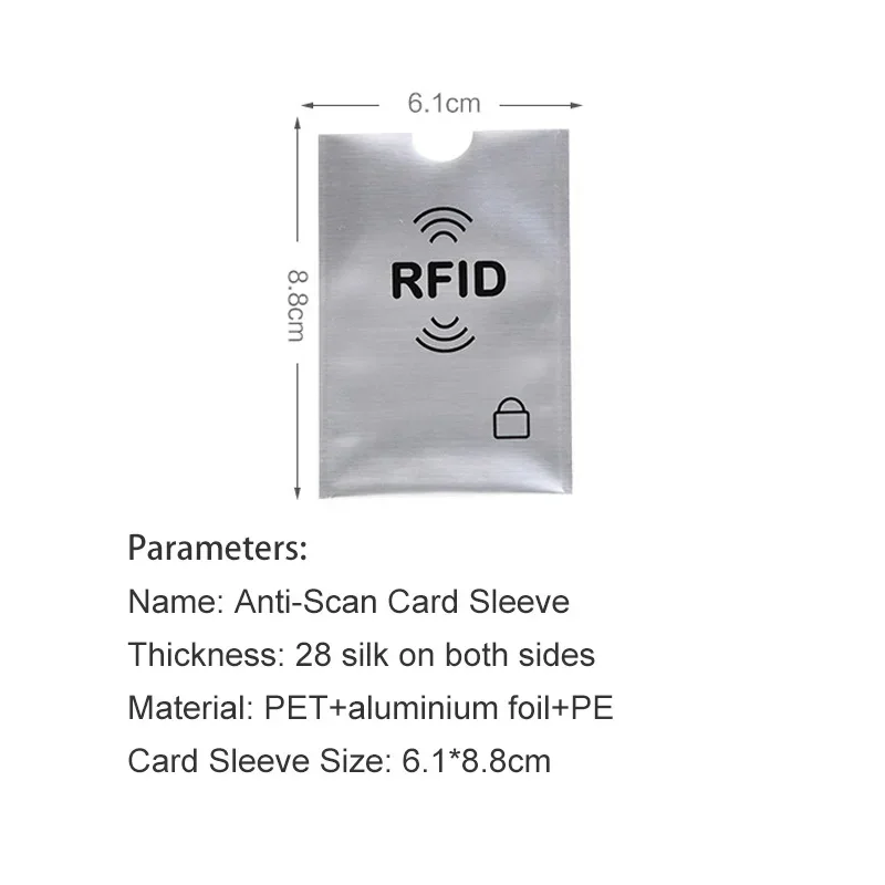 10pcs Anti-Scan Card Sleeve Anti-magnetic Anti-theft Anti RFID/NFC scanning Aluminium Foil Safty Bank  Holder