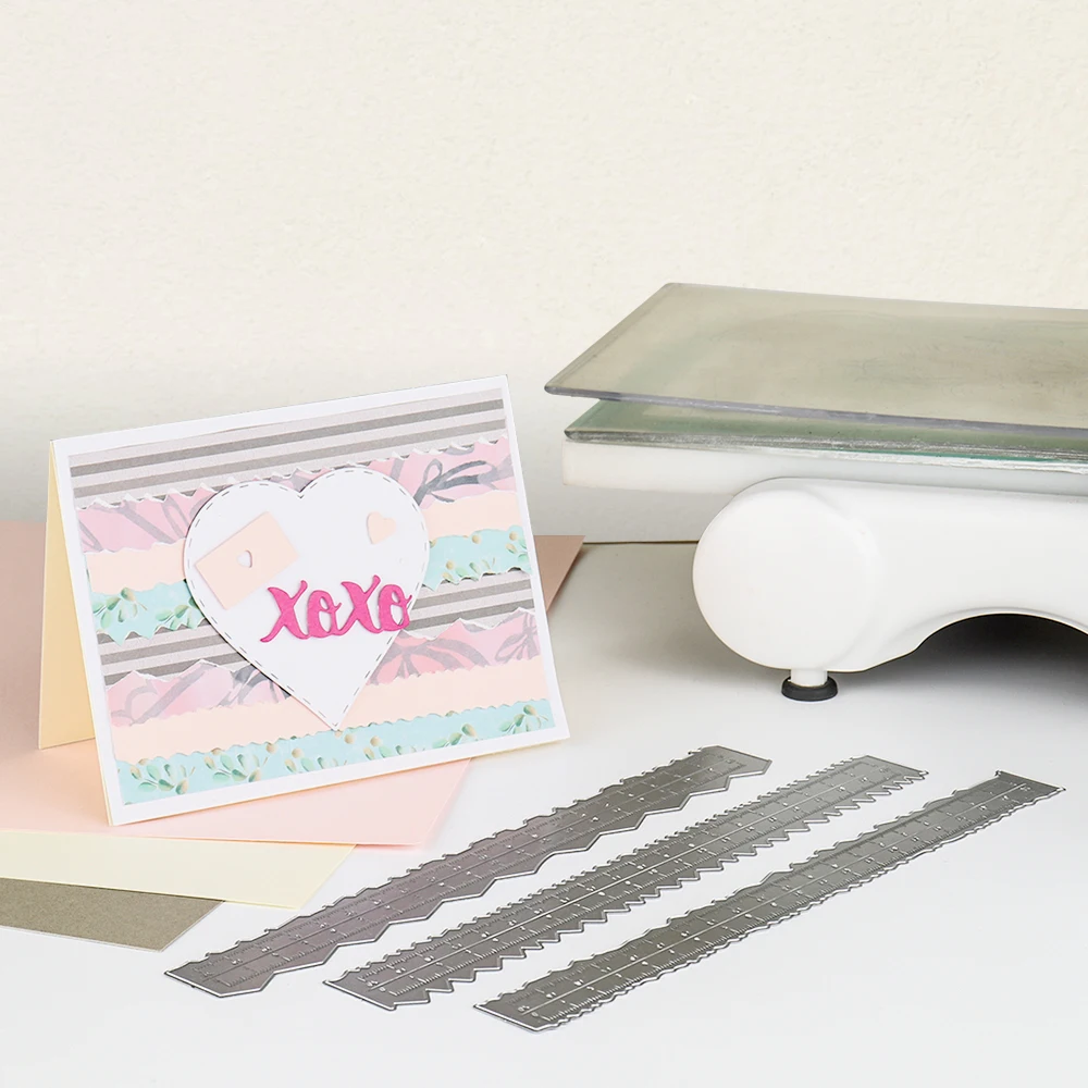 3 Types Multipurpose Paper Tear Guide Rulers And Metal Cutting Dies Deckle Edge Rulers for DIY Scrapbooking Craft Paper Cards