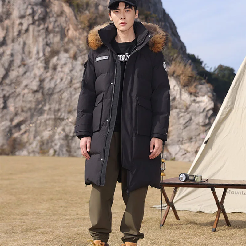 2025 New Winter High-Quality Warm Hooded Raccoon Hair Collar Women Down Jacket Workwear Men's And Women Fashion Down Jacket H463