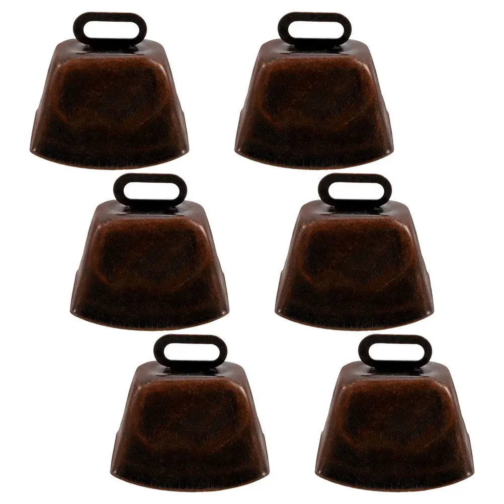 6Pcs Mini Metal Cowbells Vintage Design Smooth Curved Edge Loud Crisp Sound for Sheep Grazing Farm Animal Tracking DIY Craft
