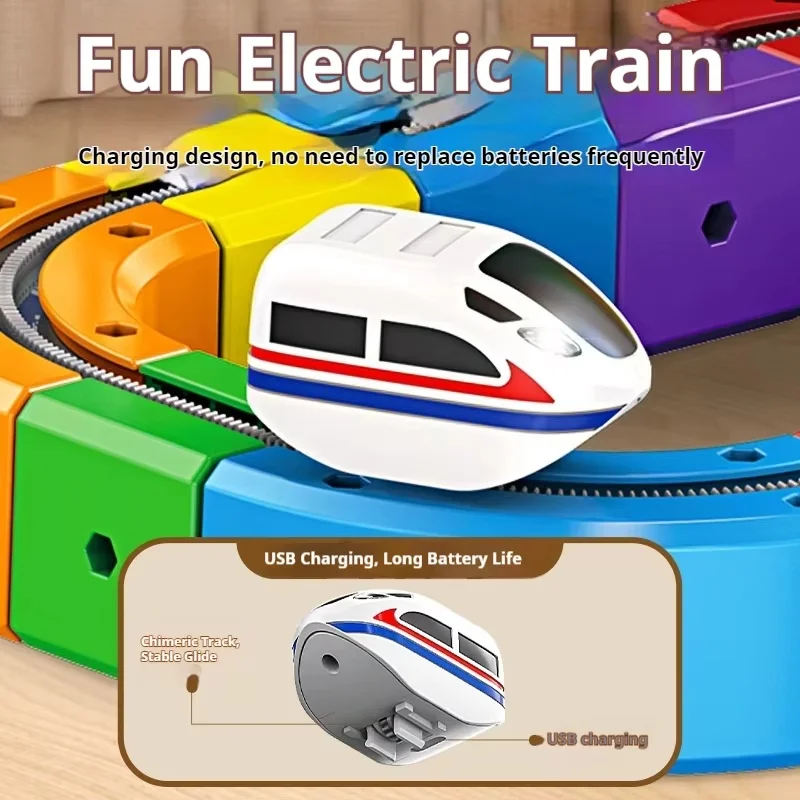 مجموعة مسارات مغناطيسية كهربائية مع مركبات مضادة للجاذبية - 100+ قطعة ألعاب بناء جذعية، لعبة هدية إبداعية للسكك الحديدية للأطفال