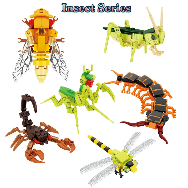 

DIY Insect Series Model Building Blocks Animal Educational Assembly Butterfly/Ant/Centipede/Cicada MOC Bricks Kids Toys Gifts