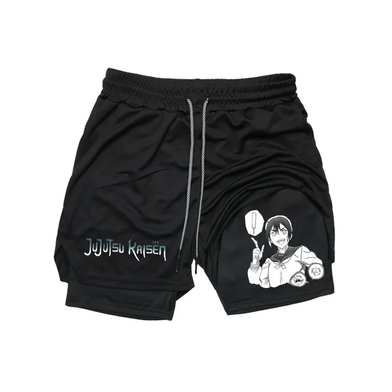 

Rimel Print 2in1 Running Workout Shorts Men Gym Performance Compression Shorts with Phone Pocket Towel Loop Athletic Activewear