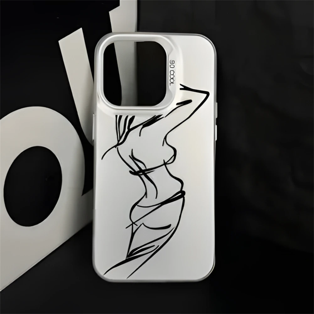 Sexy Bikini Girl Case for iPhone 15 16 Plus 12 13 mini 11 14 Pro Max Xs XR Abstract Art Dual Layer Hard IMD Plastic Matte Cover