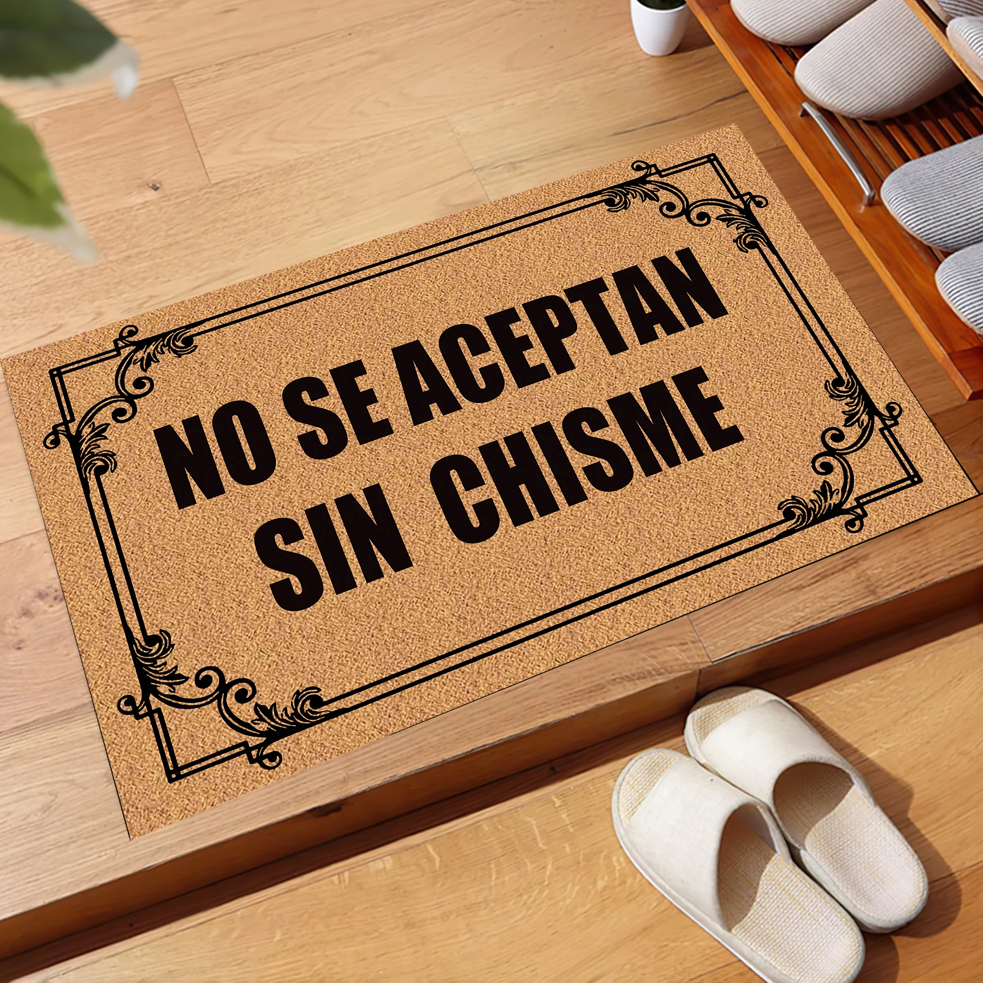 No Se Aceptan Sin Chisme Doormat Spanish Non slip Rubber Backing Outdoor Entrance Floor Mat Decorative Rugs Welcome Mat Entryway