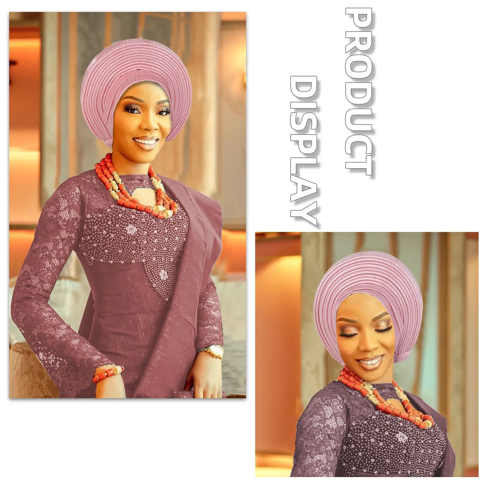 

Африканские женские повязки на голову Autogele, тюрбан, кепка, нигерийский свадебный геле, готовый к ношению головной убор, вечерние головные уборы, повязки на голову Mujer