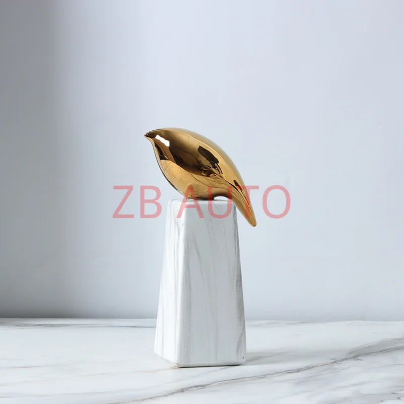 Modern Nordic light luxury golden bird ceramic ornaments home model room hotel club bed and breakfast soft decorations