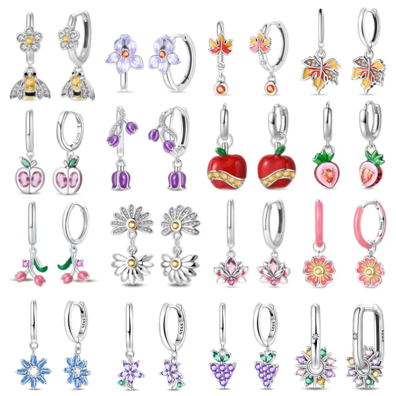 

925 sterling silver purple tulip earrings, suitable for fashionable heart-shaped gifts women