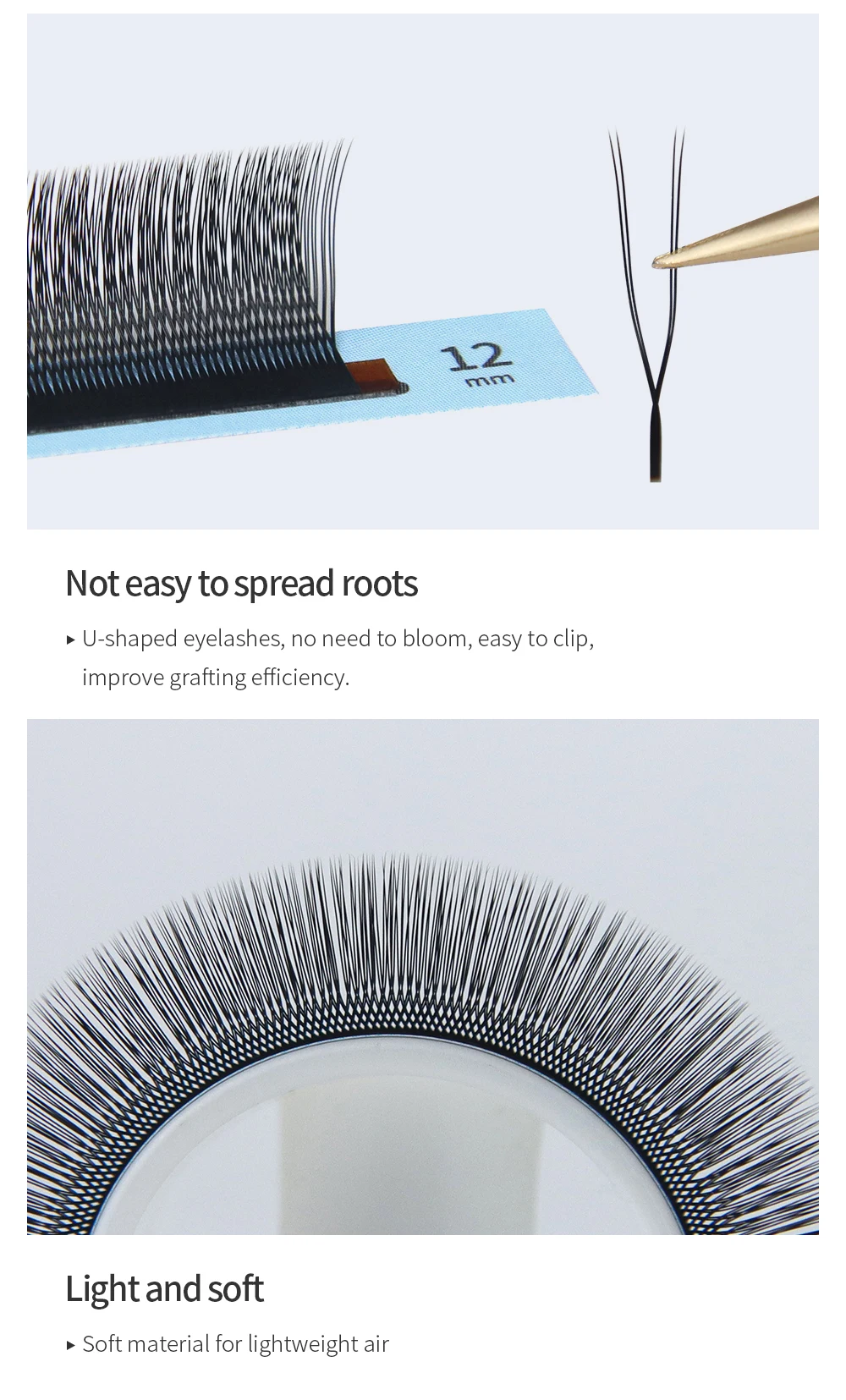 GLAMLASH U-Form YY 3DW Falsche Wimpern UYY UY U3DW U5DW Wimpernverlängerung Handgewebte Einzelwimpern – Detail 6
