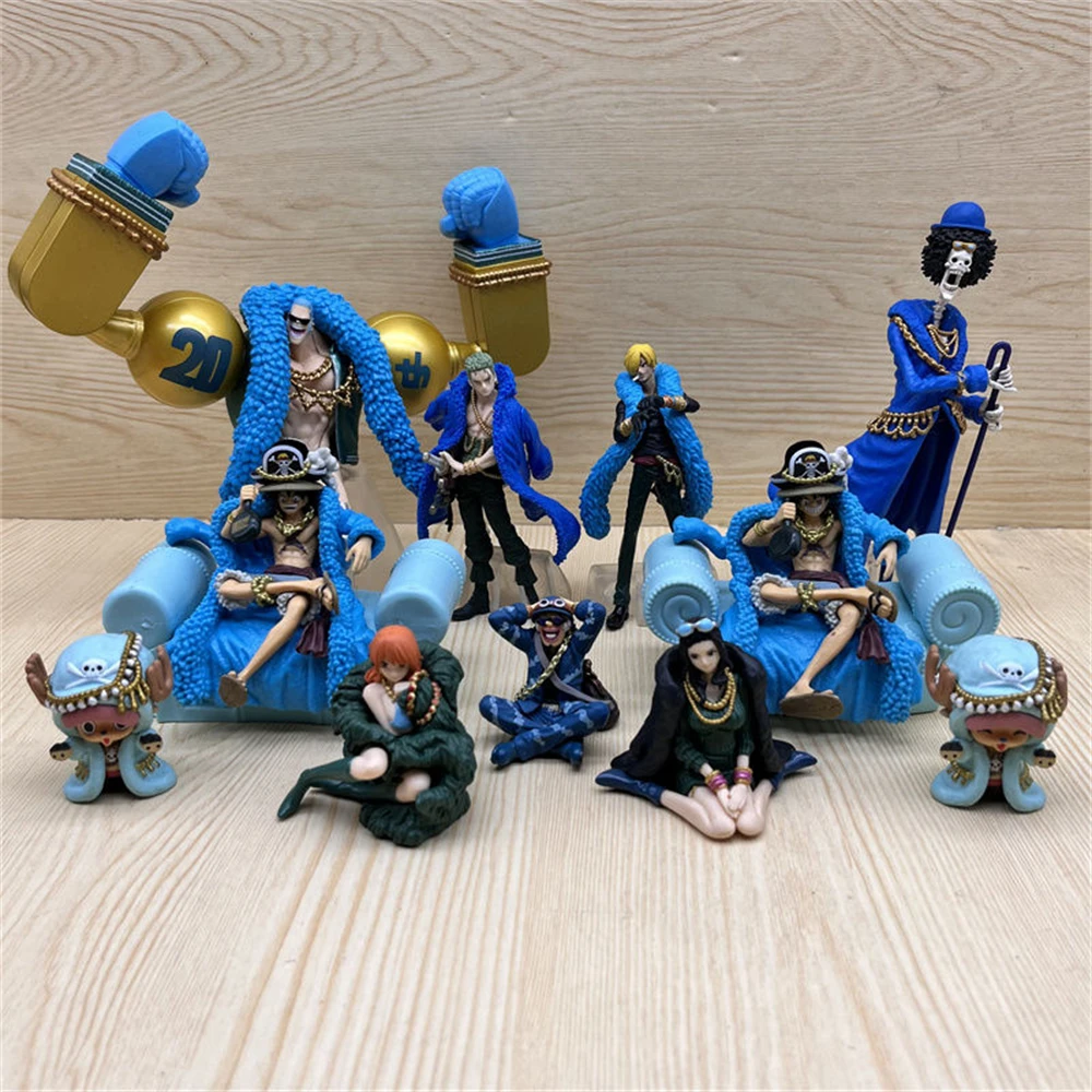 Bandai One Piece 20 aniversario ropa azul serie Sanji Franky productos genuinos a granel tienen defectos modelo muñeca figura de acción