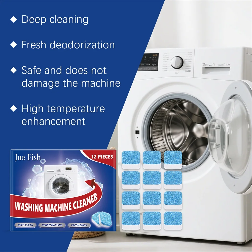 12pcs/Box Washing Machine Cleaner Tablets,Deep Cleans And Removes Buildup Effectively Deodorizer For Front Top Load Washer