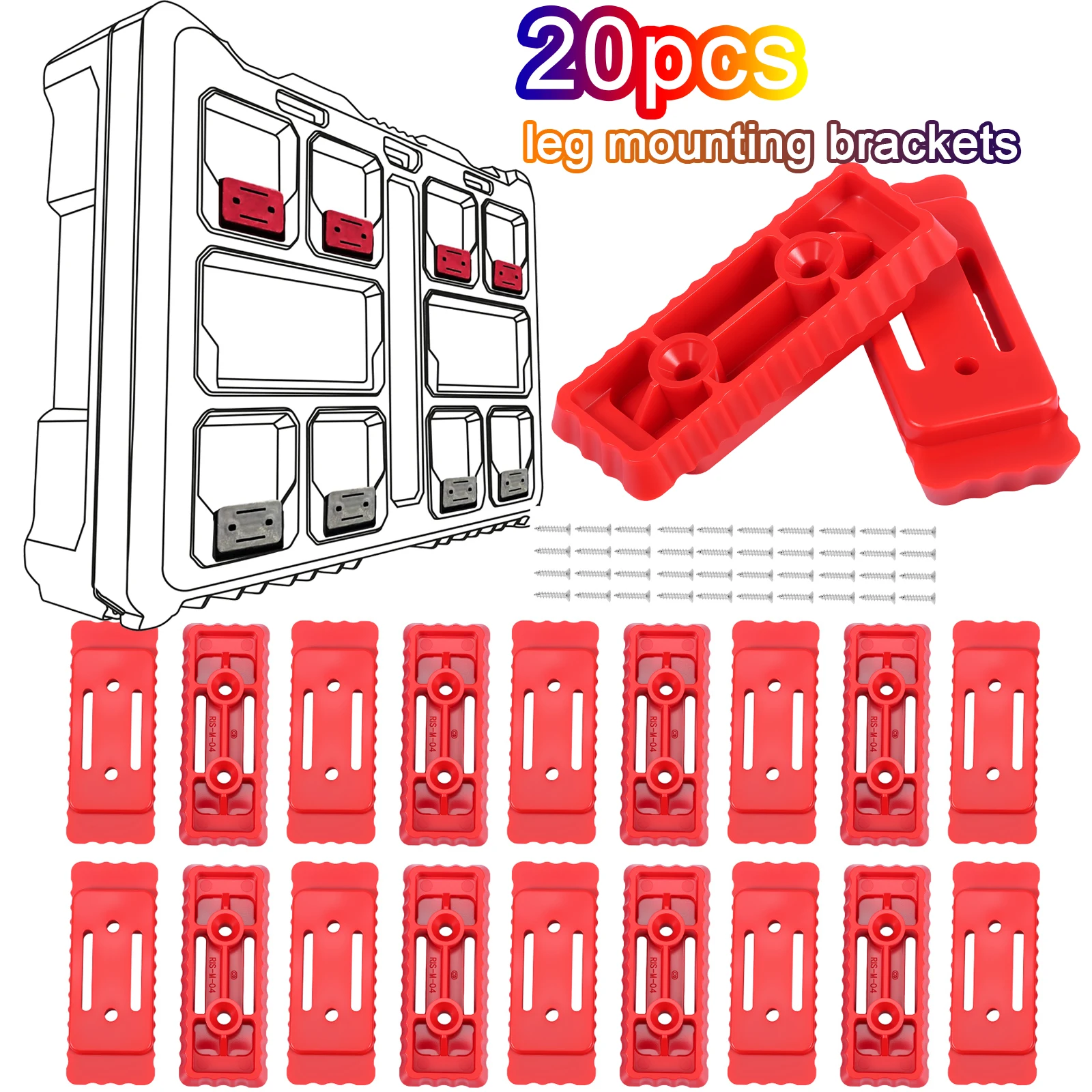 

Набор из 20 монтажных опор для системы Milwaukee Packout, сверхпрочные пластиковые кронштейны с предварительно просверленными отверстиями для мастерской, гаража, домашнего использования и DIY