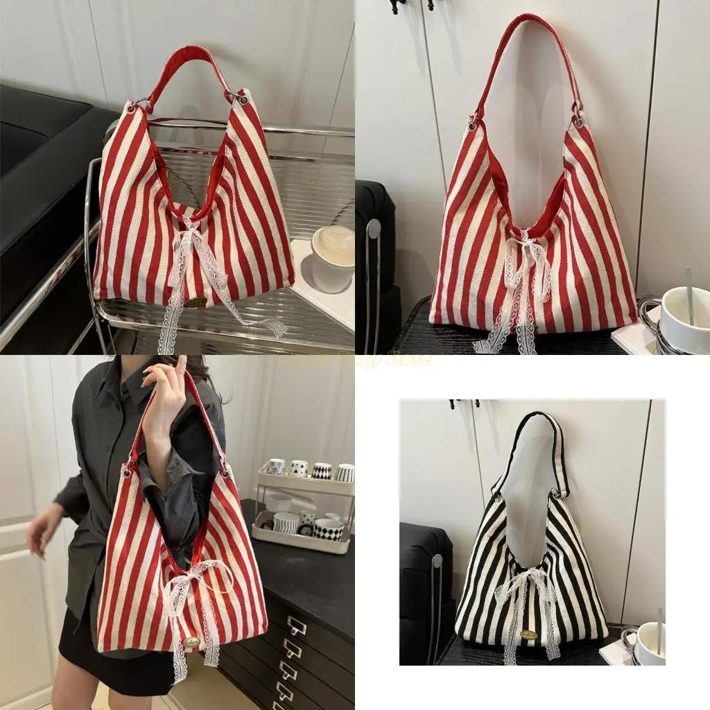 

X90D Striped Armpit Bag for Women Top Handle Bag Simple Shoulder Bag Casual Handbag