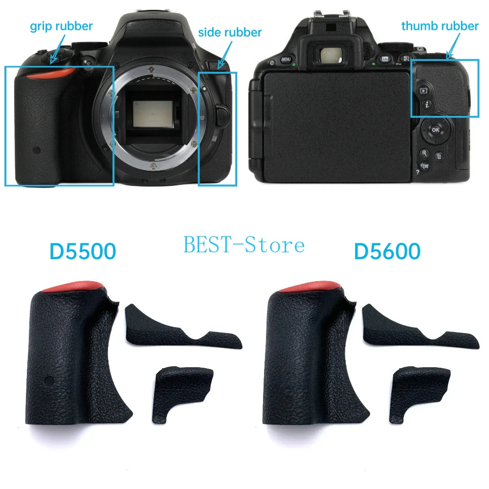 New 3pcs A set of Body Decorative Leather Rubber Hand Grip Side Thumb Skin For Nikon D5500 D5600 Camera Repair Accessories