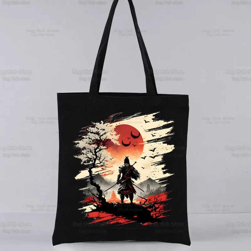 Japan Samurai Spirit Japanese Style Bushido Shoulder Bag CanvasShopping Bags Female Handbags Reusable Tote Bag Best Gifts