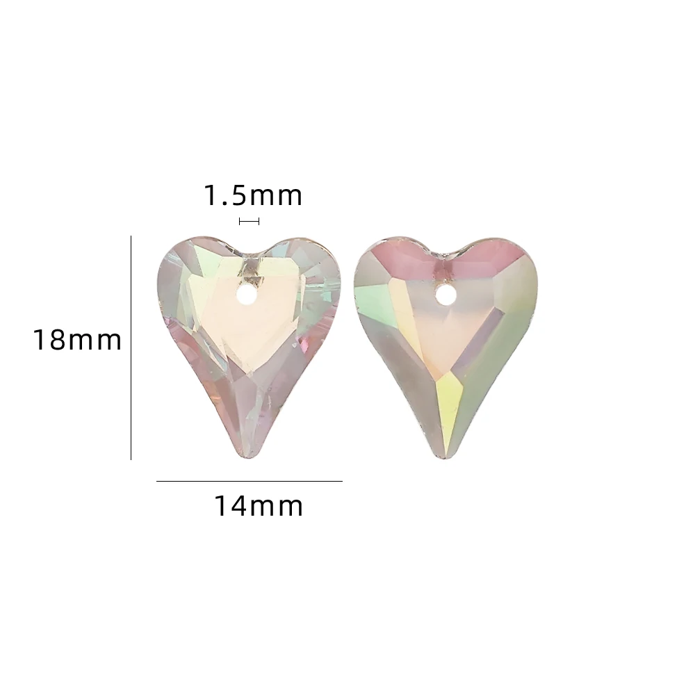10 Pcs 14x18mm Crystal Peach Heart Shaped Glass Beads for Jewelry Making DIY Charms Earrings Necklace Accessories Loose Beads