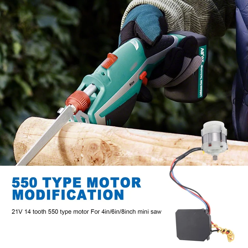 Chainsaw Miniเลื่อยมอเตอร์Brushlessมอเตอร์ลิเธียมเลื่อยไฟฟ้า 21V 14 ฟัน 550 ประเภทมอเตอร์สําหรับ 4In/6In/8 นิ้วMini Saw