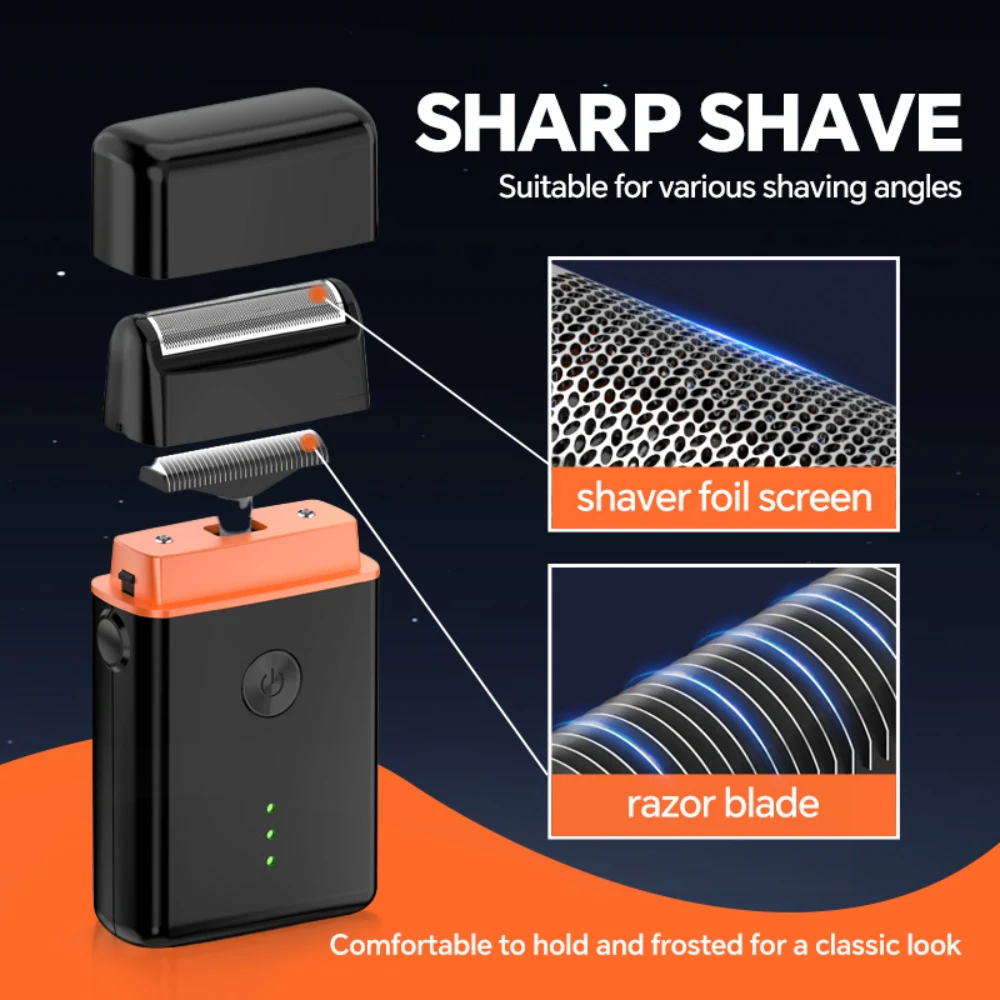 Electric Portable Waterproof Shaver USB Rechargeable Electric Beard Shavers for Men Detachable Blade for Washing with Water