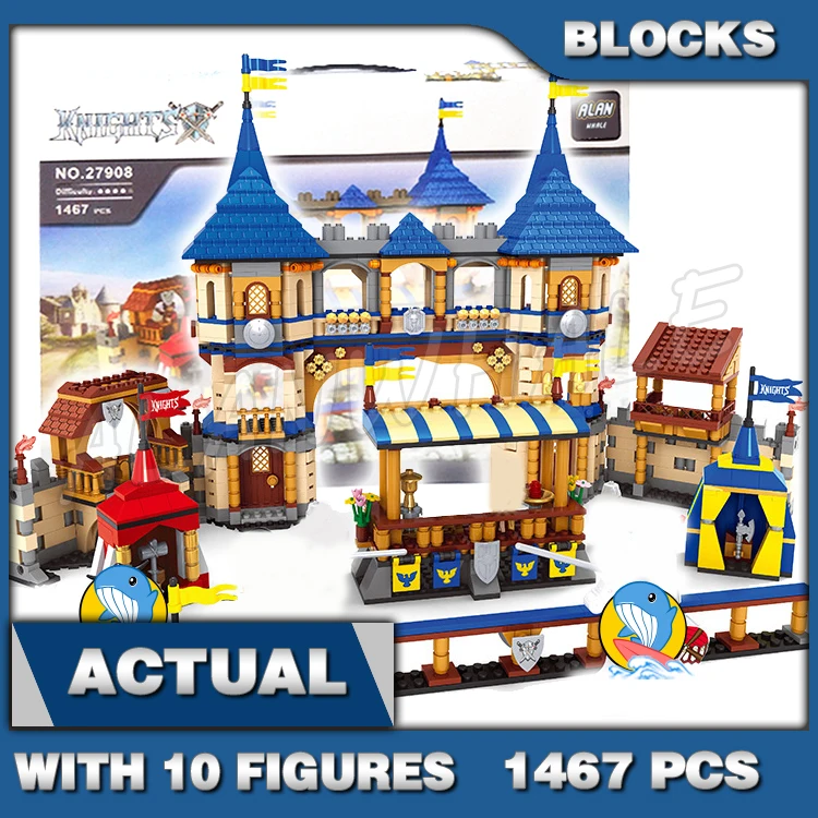 

1487pcs Medieval Knights Castle Kingdoms Royal Joust Horseback Battle Fence 27908 Building Blocks toys Compatible With Model