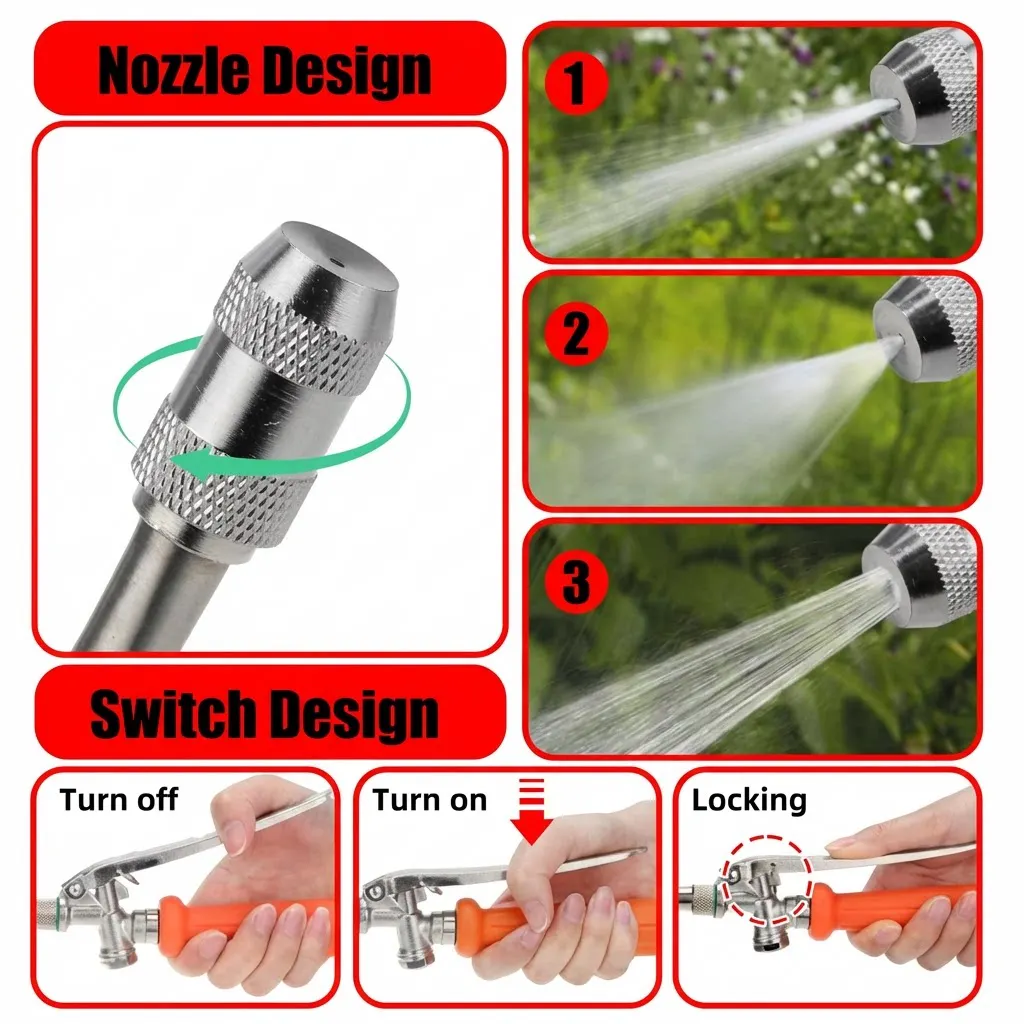 Metal Garden Spray Bar 29 Inch with SS Extension Rod 3/8 inch 1/4 inch Brass Barb Fittings for Plant Care Equipment