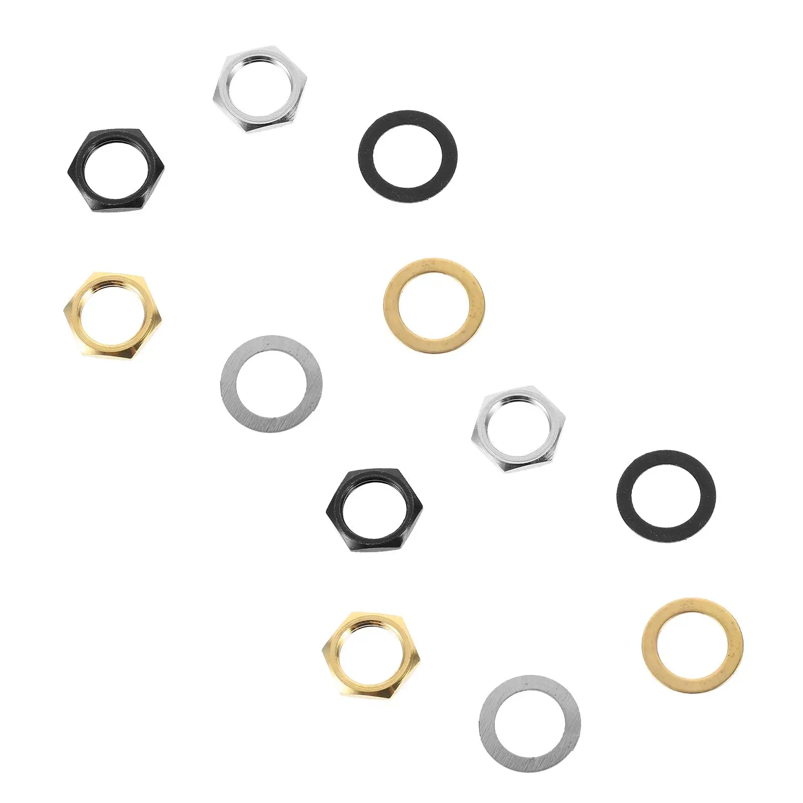 

12 Sets Guitar Nut Washers 9.36MM Nuts for Electric Bass Guitars Replaceable Parts Metal Gaskets Input Jack Socket