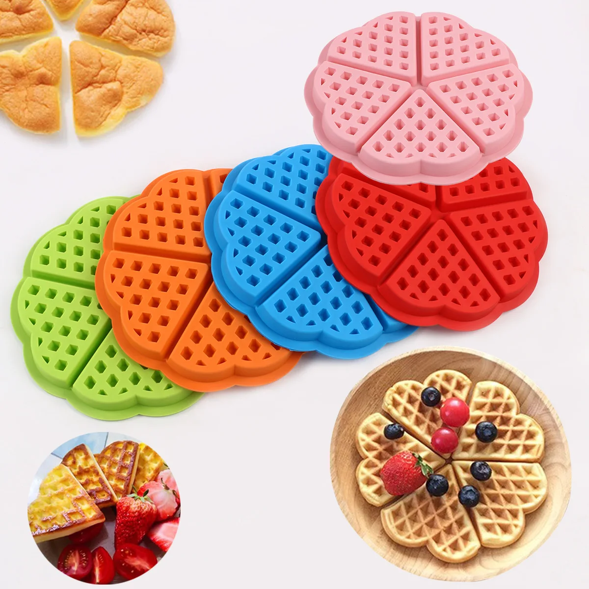 

Waffle Mold Silicone Non Stick Chocolate Cake Pastry Molds Egg Cake Grill Pastry Molds DIY Waffle Pancake Baking Kitchen Tools