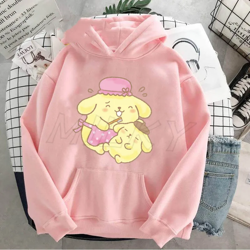 Kawaii Pom Pom Purin Hoodie Women\'s Sweatshirts Pompom Purin Y2k Hoodies Long Sleeve Woman Clothing Hoodies Hooded Shirt