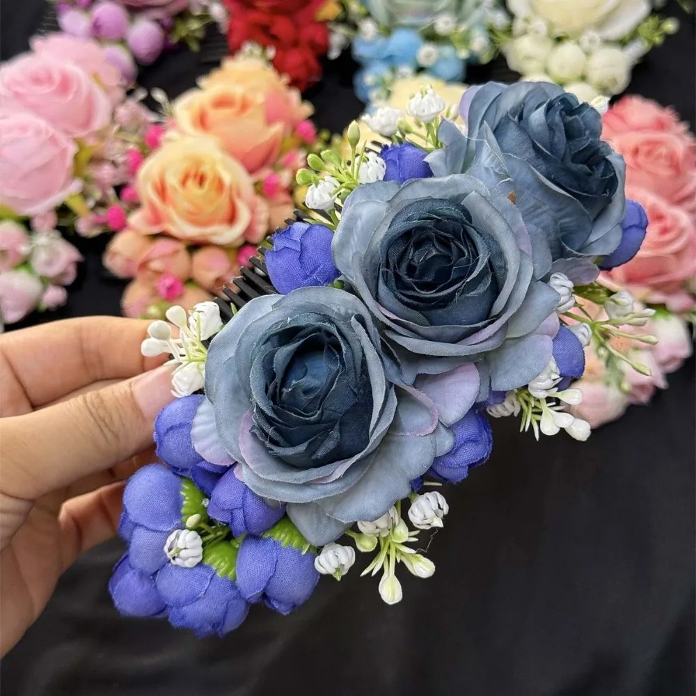 

Hair Accessories Sweet Flowers Hairpin Thai Style Floral Headwear Rose Hair Comb Plastic Cloth Chignon Hair Clips Party