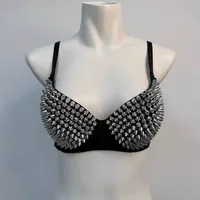 Sexy Rivets Punk Lingerie Underwear,Fashion Metallic Flash Rivet Bra with Wire Free for Women,Nightclub Party Bar Hot Bras - Image 2