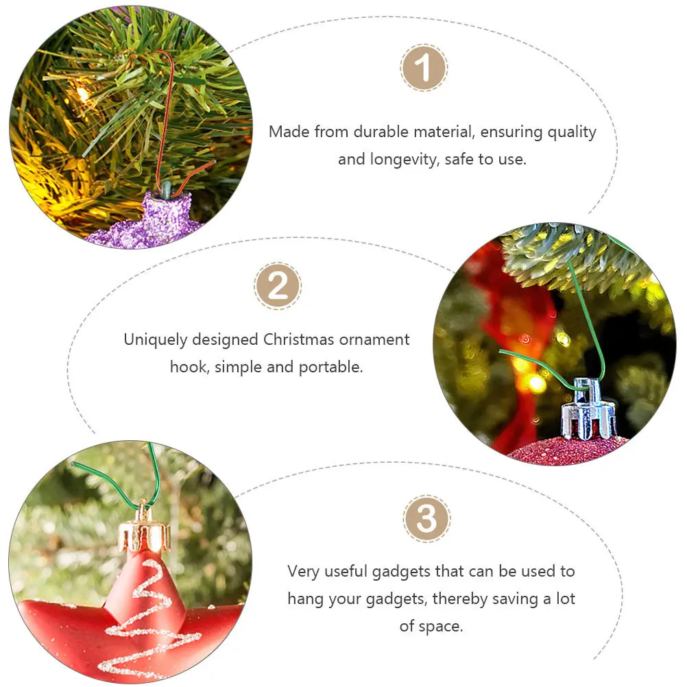 

100Pcs Xmas Hanging Hook Metal Hangers Decor Hooks for Christmas Tree Ornaments Garlands Wreaths Holiday Decorations