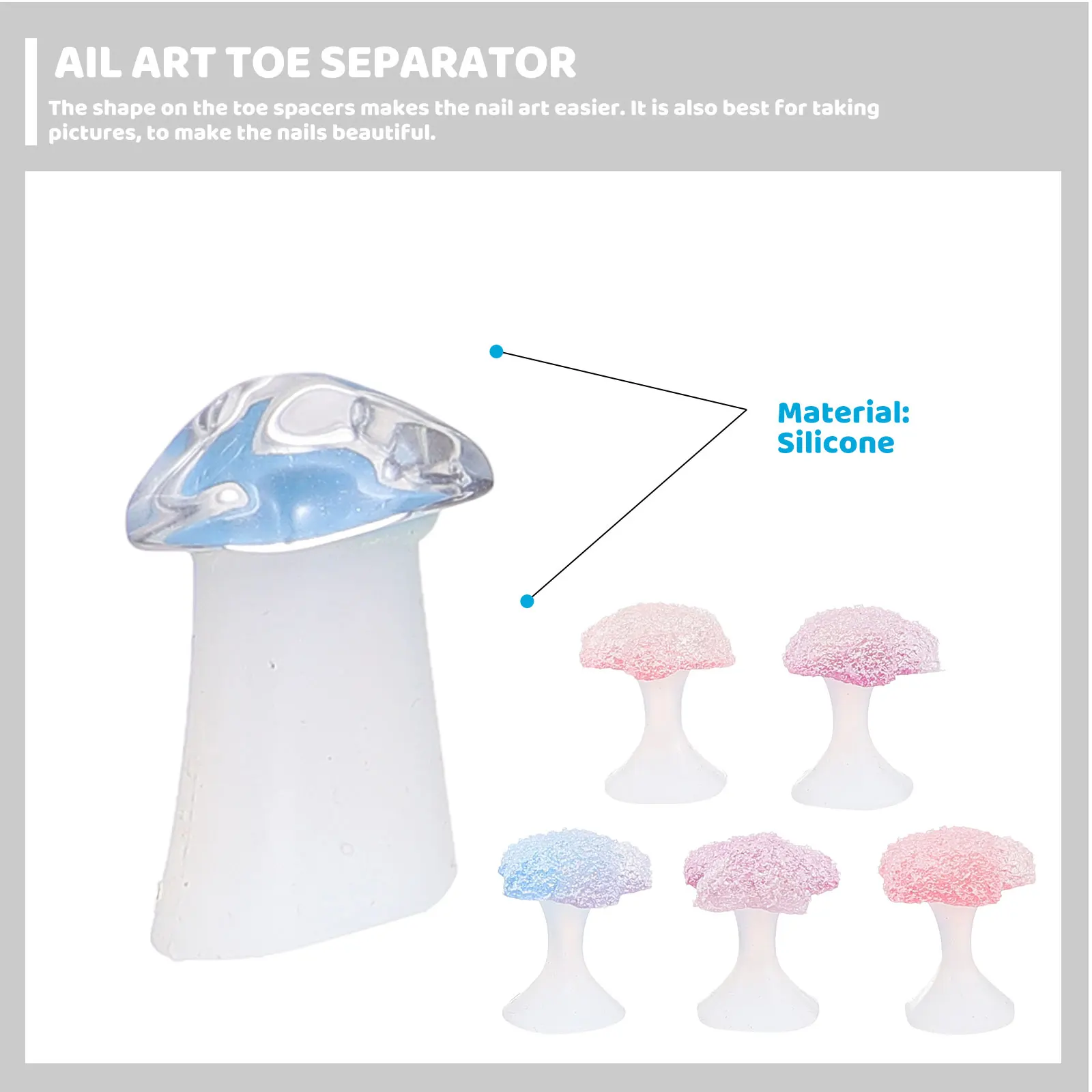 

16 Toe Separators Silicone Pedicure Tools Nail Art Toe Protector Colorful Pentagram Pattern Reusable Easy Clean Spreader