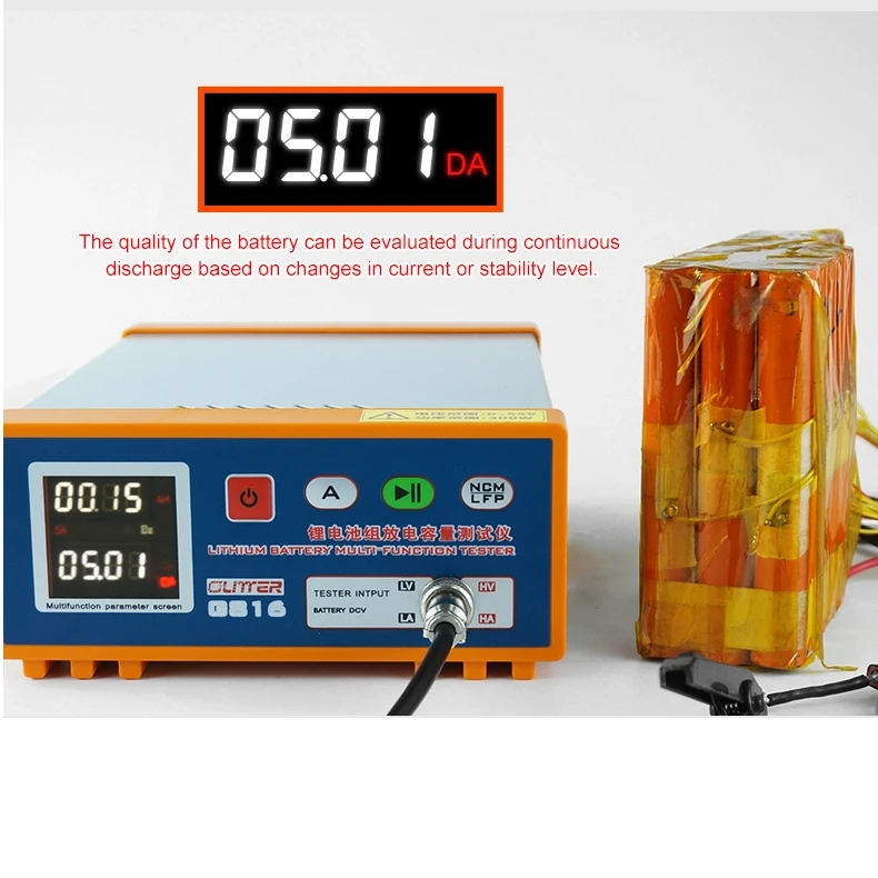 Tester di capacità della batteria da 55 V/84 V G816, analizzatore di scarica digitale per batterie al litio NCM/LFP con schermo LCD
