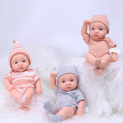 20CM Reborn Baby Doll Toddler Real Soft Touch Mini Soft and Full Body Soft Vinyl Reborn Toddler Doll lifelike Newborn Doll Toys