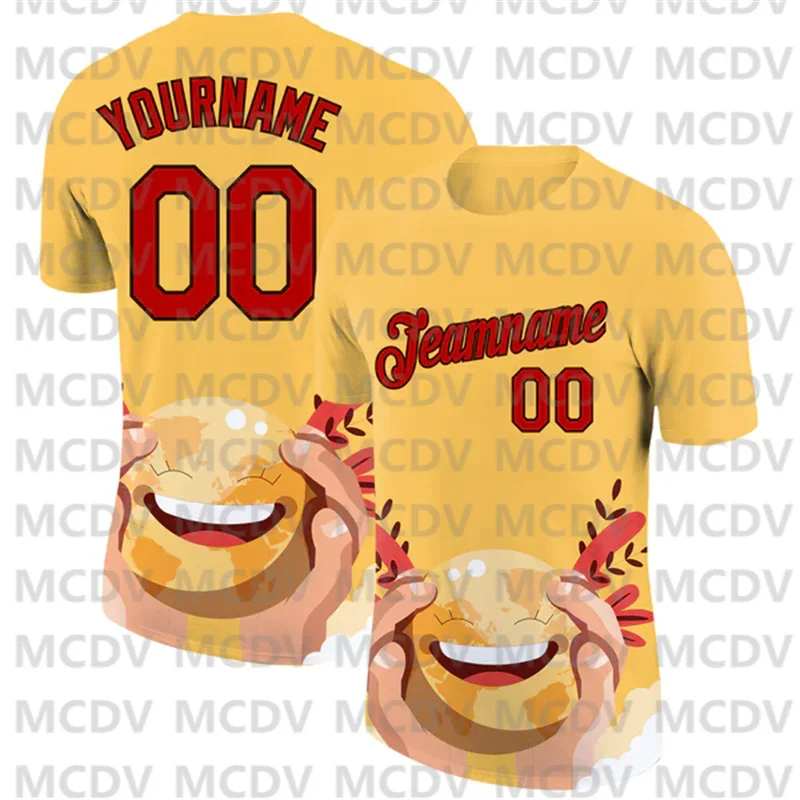 

Custom Gold Black 3D Pattern Design Smile Performance T-Shirt Unisex Top