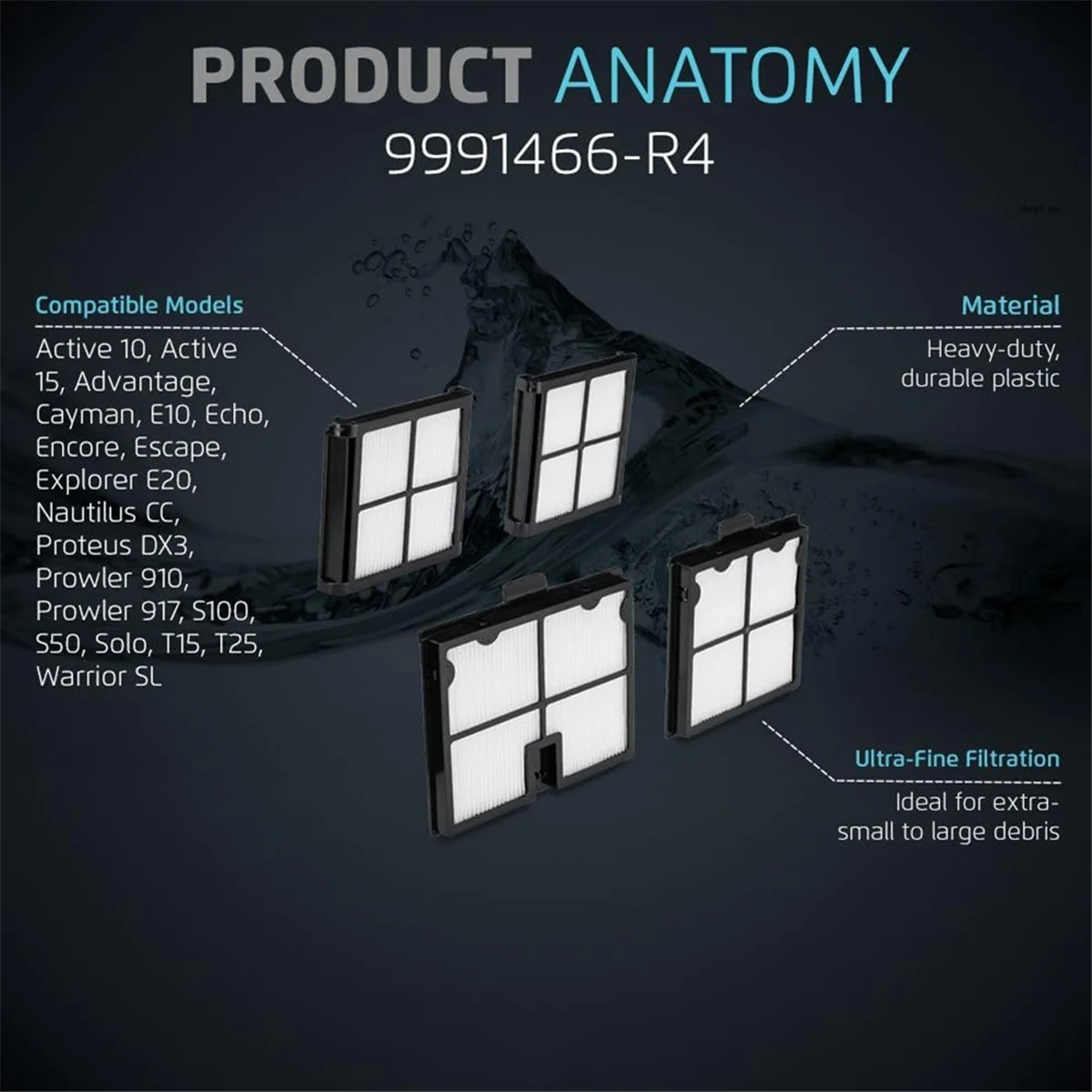 مرشح فائق الدقة A26P جديد 9991466 -R4 بديل لمنظفات حمام السباحة الروبوتية Dolphin Active 10، Active 15، Advantage، Cayman، E10